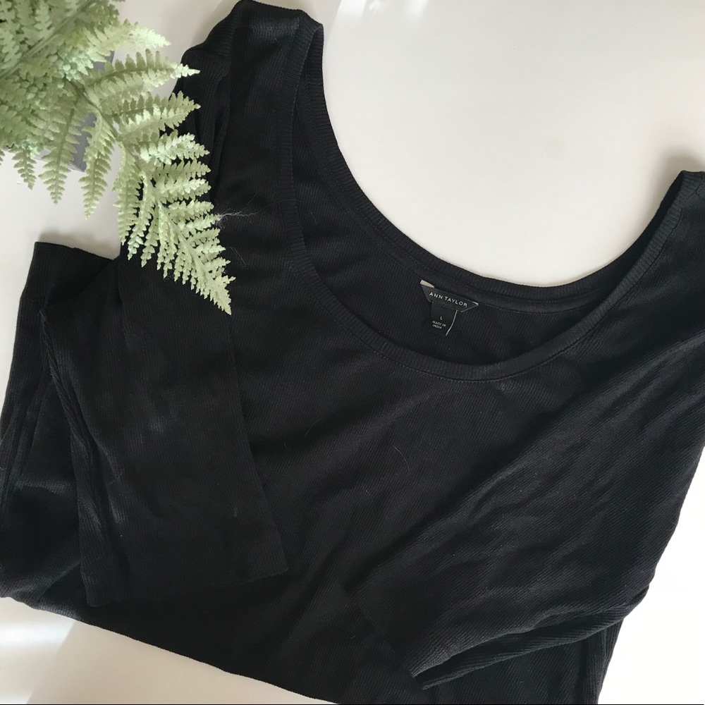 Ann Taylor Black 3/4 sleeve shirt- Large